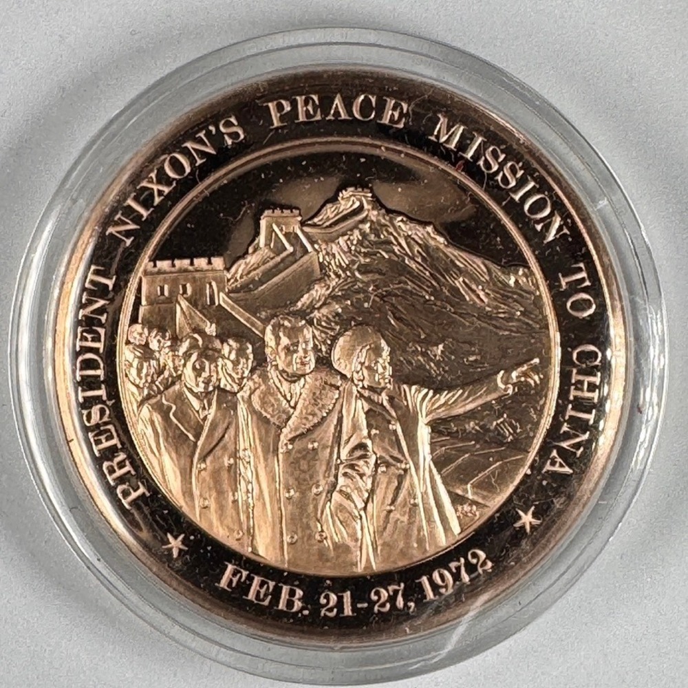 1972 President Nixon Peace Mission to China Bronze Medal 1 3/4" Franklin Mint